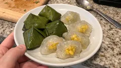 วิธีทำขนมเทียนแก้วไส้ถั่วกวน แป้งใสเหนียวนุ่ม หอมใบตองแบบโฮมเมด